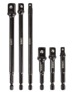 ares 70382-6-piece 3-inch and 6-inch impact grade socket adapter set - turns impact drill driver into high speed socket driver - 1/4-inch, 3/8-inch, and 1/2-inch drive sizes
