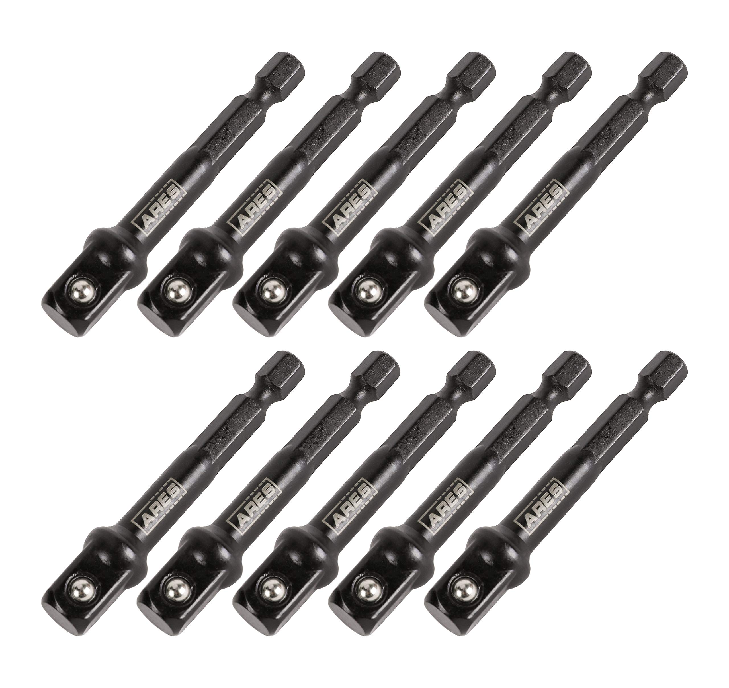 ARES 70387-10-Piece 3/8-Inch Drive 3-Inch Impact Grade Socket Adapter Set - Turns Impact Drill Drivers into High Speed Socket Drivers