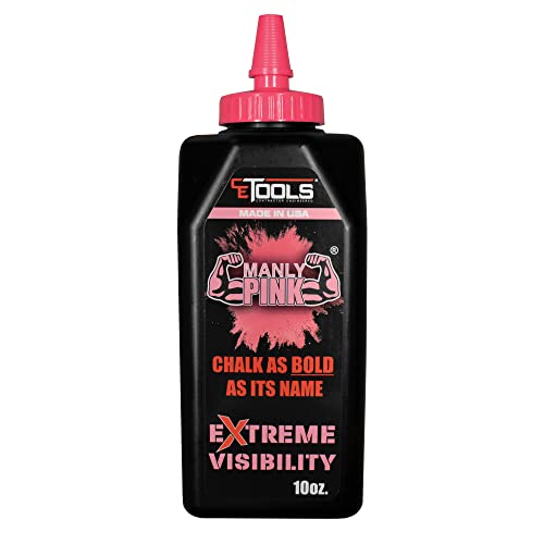 CE TOOLS Manly Pink® EXTREME VISIBILITY Marking Chalk MADE IN USA - Fluorescent Pink 10 oz (283.5g) Marking Chalk For Chalkline, Job site Chalk, Hydrophobic Construction Chalk