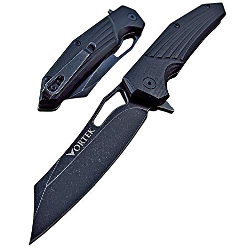 VORTEK Hawkeye EDC Folding Pocket Knife: Ball Bearing Pivot, Ultra Smooth One Hand Opening and Closing, 8Cr13MoV Reverse Tanto Blade, G10 Handles Provide Superior Grip