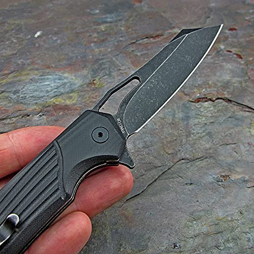 VORTEK Hawkeye EDC Folding Pocket Knife: Ball Bearing Pivot, Ultra Smooth One Hand Opening and Closing, 8Cr13MoV Reverse Tanto Blade, G10 Handles Provide Superior Grip