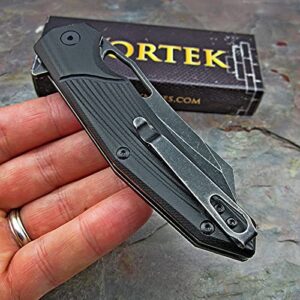 VORTEK Hawkeye EDC Folding Pocket Knife: Ball Bearing Pivot, Ultra Smooth One Hand Opening and Closing, 8Cr13MoV Reverse Tanto Blade, G10 Handles Provide Superior Grip