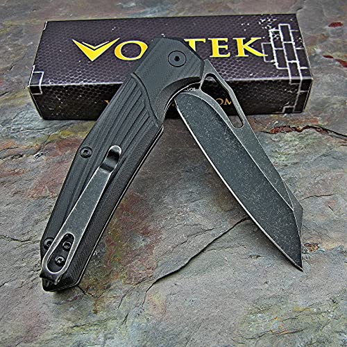 VORTEK Hawkeye EDC Folding Pocket Knife: Ball Bearing Pivot, Ultra Smooth One Hand Opening and Closing, 8Cr13MoV Reverse Tanto Blade, G10 Handles Provide Superior Grip