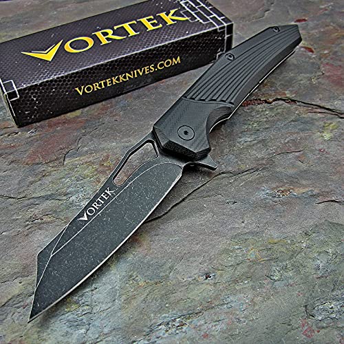 VORTEK Hawkeye EDC Folding Pocket Knife: Ball Bearing Pivot, Ultra Smooth One Hand Opening and Closing, 8Cr13MoV Reverse Tanto Blade, G10 Handles Provide Superior Grip