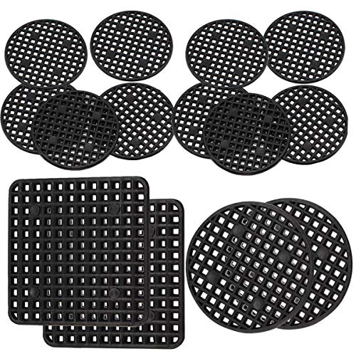 zhongjuekj 100Pcs Flower Pot Hole Mesh Pad Round and Square Bonsai Pot Bottom Grid Mat Mesh for Prevent Soil Loss Breathable Gasket 3 Models（50PCS 1.8“ /4.5cm 30PCS 2.16/5.5cm 20PCS 2.9/7.5cm）