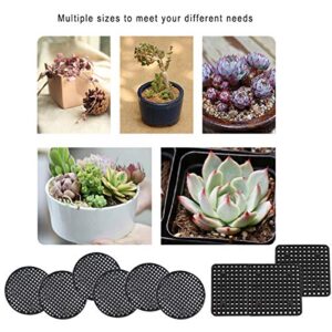 zhongjuekj 100Pcs Flower Pot Hole Mesh Pad Round and Square Bonsai Pot Bottom Grid Mat Mesh for Prevent Soil Loss Breathable Gasket 3 Models（50PCS 1.8“ /4.5cm 30PCS 2.16/5.5cm 20PCS 2.9/7.5cm）