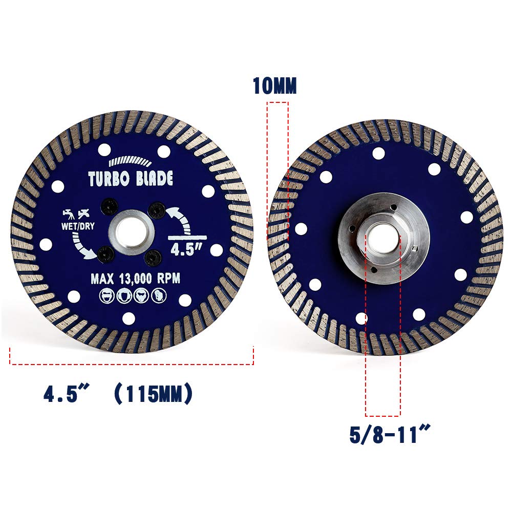 XMIS 4.5" Diamond Saw Blade Granite Blade with 5/8"-11 Flange for Cutting Porcelain Tile Granite Marble (4.5"-Flange)