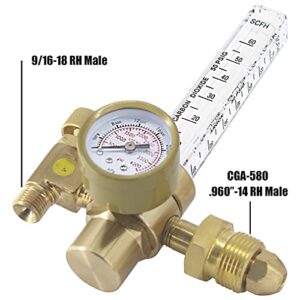 AWLOLWA Argon CO2 Mig Tig Flow meter Welding Weld Regulator Gauge Gas Welder CGA-580 With 80'' (6.6FT) Hose