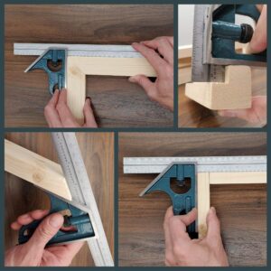 Combination Square Set with Protractor, Woodworking Square, Carpenter Square, 12’’ Bevel Ruler, 180 Degree Angle Finder, Ideal for Woodworking, Metalworking, Cabinets and Joinery, Steel, Iron, Case