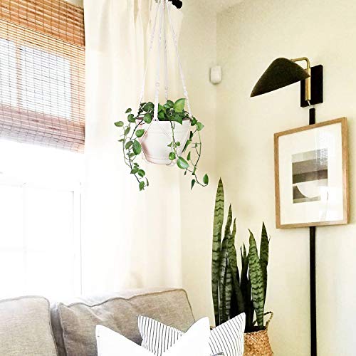 Bouqlife 43 Inches Macrame Plant Hanger Large for 12 inch Pot Extra Long No Tassel Cotton Rope Hanging Plant Holder with Ceiling Hook Bohemian Home Decor