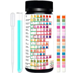 16 in 1 drinking water test kit - hofun professional hardness testing kits, tap and well water test strips with hardness, ph, mercury, lead, iron, copper, chlorine, chromium/cr, cyanuric acid