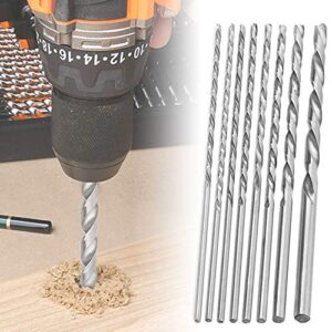 Saipe 8pcs 200mm Twist Drill Bit Set Extra Long HSS Twist Bits Round Straight Shank Tool Sets Wood Working Tool for Wood Plastic and Aluminum (4-10mm)