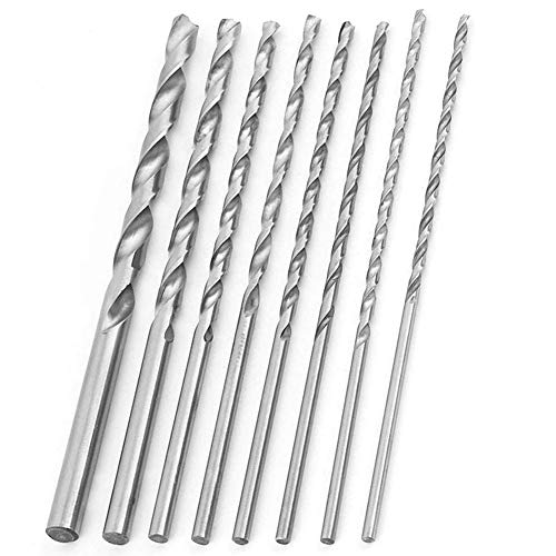 Saipe 8pcs 200mm Twist Drill Bit Set Extra Long HSS Twist Bits Round Straight Shank Tool Sets Wood Working Tool for Wood Plastic and Aluminum (4-10mm)