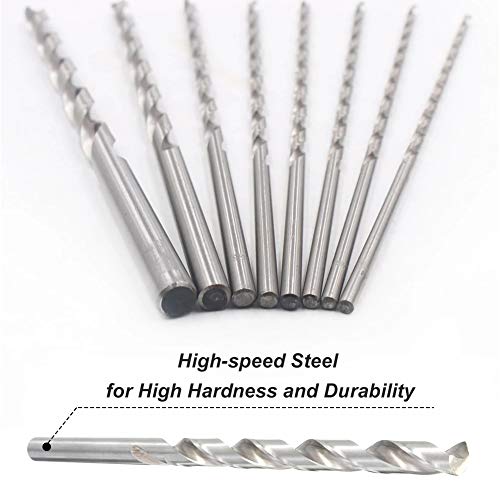 Saipe 8pcs 200mm Twist Drill Bit Set Extra Long HSS Twist Bits Round Straight Shank Tool Sets Wood Working Tool for Wood Plastic and Aluminum (4-10mm)