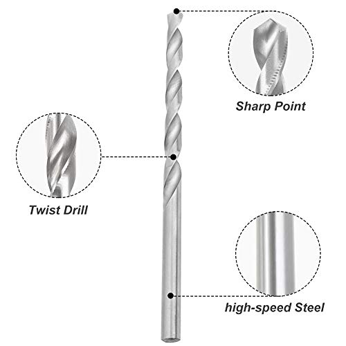 Saipe 8pcs 200mm Twist Drill Bit Set Extra Long HSS Twist Bits Round Straight Shank Tool Sets Wood Working Tool for Wood Plastic and Aluminum (4-10mm)