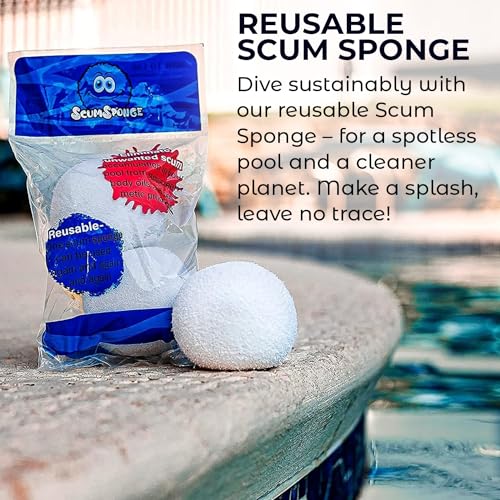 ScumSponge Scum Sponge for Hot Tub to Soak Up Oils, Original Oil-Absorbing Sponge, Alternative for Scumbug, Ball and Scum Star, Spa Cleaner Sponge for Swimming Pool, Jacuzzi and Hot Tubs, 2 Balls