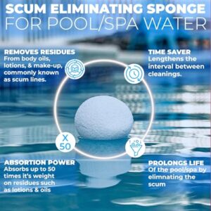 ScumSponge Scum Sponge for Hot Tub to Soak Up Oils, Original Oil-Absorbing Sponge, Alternative for Scumbug, Ball and Scum Star, Spa Cleaner Sponge for Swimming Pool, Jacuzzi and Hot Tubs, 2 Balls