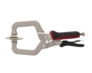 milescraft 4000 2in face clamp premium heavy duty, locking, c-clamp with adjustable swivel pads, for pocket hole joinery, wood projects, welding and more