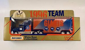 matchbox white rose 1996 nfl new york team collectible 1:80 scale diecast tractor trailer giants