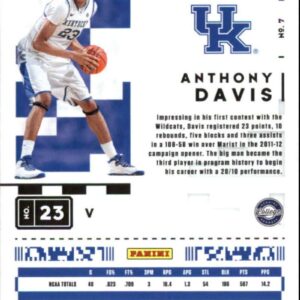 2020-21 Contenders Draft Picks Prospect Ticket Variation Basketball #7 Anthony Davis Kentucky Wildcats Official NCAA Licensed Trading Card by Panini America