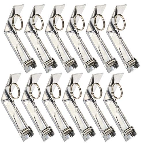 Latomex Tablecloth Clips 12 Packs Picnic Table Clips Stainless Steel Table Cloth Cover Clamps Table Cloth Holders Ideal for Home, Kitchen, Restaurant, Weeding, Picnic, Patio and Party(Up to 2.4")