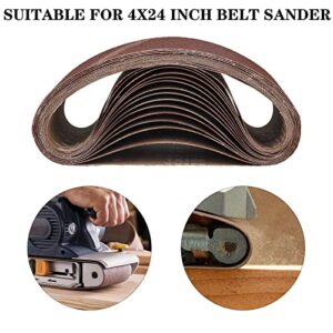 4x24 Sanding Belts 15PCS Belt Sander Paper Aluminum Oxide (3 Each of 80/120/150/240/400 Grits) Ideal for Wood Metal Paint Sanding