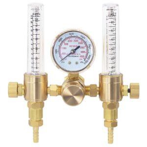 rx weld dual output argon regulator flow meter mig tig 0-60cfh cga580 inlet 5/"8 unf-18rh outlet