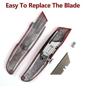 DIYSELF 2Pack Utility Knife Box Cutter Retractable Blade Heavy Duty(Red)