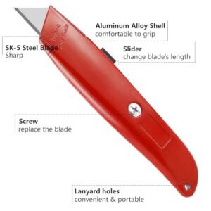 DIYSELF 2Pack Utility Knife Box Cutter Retractable Blade Heavy Duty(Red)