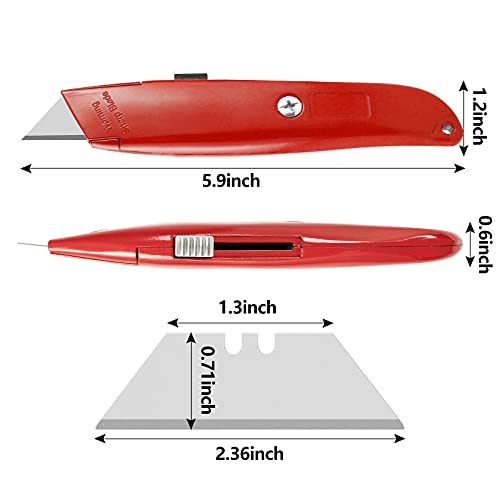 DIYSELF 2Pack Utility Knife Box Cutter Retractable Blade Heavy Duty(Red)