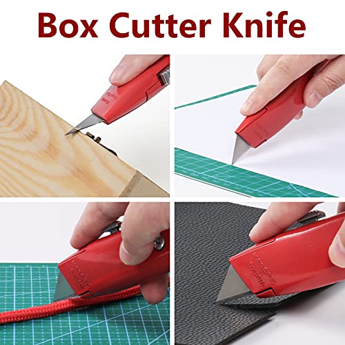 DIYSELF 2Pack Utility Knife Box Cutter Retractable Blade Heavy Duty(Red)