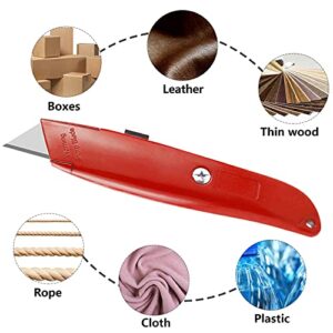 DIYSELF 2Pack Utility Knife Box Cutter Retractable Blade Heavy Duty(Red)