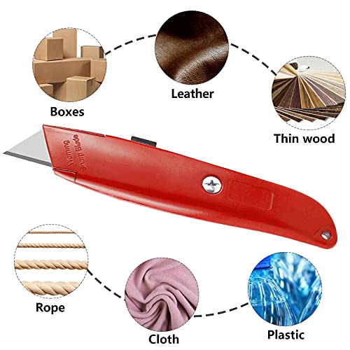 DIYSELF 2Pack Utility Knife Box Cutter Retractable Blade Heavy Duty(Red)