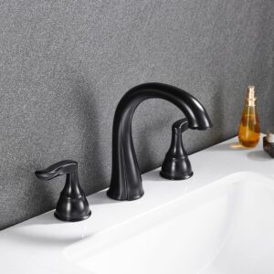 roddex widespread bathroom sink faucets 8 inch two handle 3 hole vanity bathroom faucet with metal drain assembly,matte black