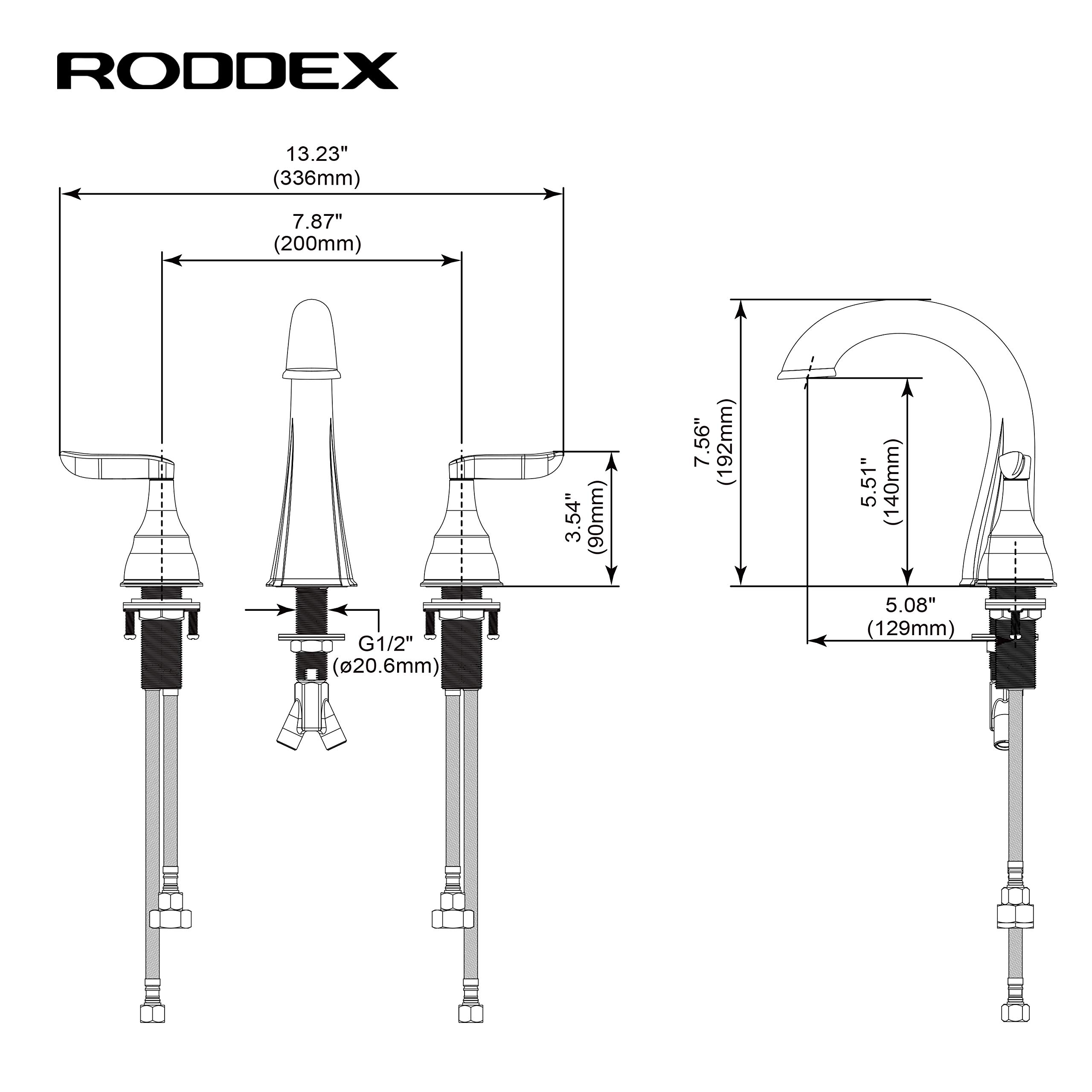 RODDEX Widespread Bathroom Sink Faucets 8 Inch Two Handle 3 Hole Vanity Bathroom Faucet with Metal Drain Assembly,Matte Black