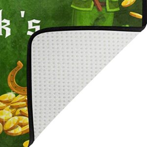 Clovers Leprechaun Ireland Flag Door Mats Golden Coins Beer Floor Mat Indoor Outdoor Entrance Bathroom Doormat Non Slip Washable Spring Welcome Mats St Patrick's Day Home Decor 23.6 x 15.7 inch