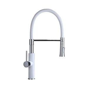jinyuze high-arc kitchen sink faucet pot filler 360 degree dual function single handle sleek pull-down kitchen faucet, white chrome finish