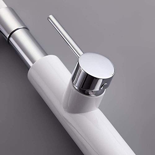 JinYuZe High-Arc Kitchen Sink Faucet Pot Filler 360 Degree Dual Function Single Handle Sleek Pull-Down Kitchen Faucet, White Chrome Finish