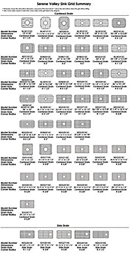 Serene Valley Sink Bottom Grid 22" X 13", Rear Drain with Corner Radius 2", Sink Protector SVM2213R