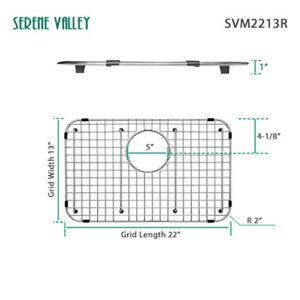 Serene Valley Sink Bottom Grid 22" X 13", Rear Drain with Corner Radius 2", Sink Protector SVM2213R