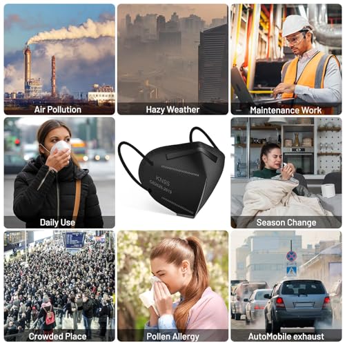 OPECTICID KN95 Face Masks 30 Pack, KN95 Mask Black Protection Cup Masks Breathable 5-Layer Filter Efficiency≥95% Disposable Certified KN95 Respirator Masks for Adults