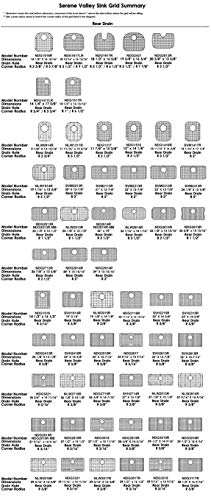 Serene Valley Sink Grid 16" X 12-1/2", Centered Drain with Corner Radius 1-1/2", NLW1613C