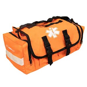 primacare kb-ro24 empty first responder bag, 15"x9"x8", professional compartment kit carrier for trauma and emergency medical supplies, orange
