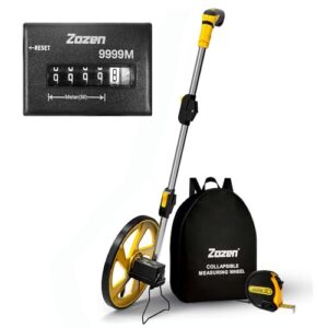 zozen metric measuring wheel in meters, foldable meters measure wheel[up to 9,999m], meter measurement wheel with backpack