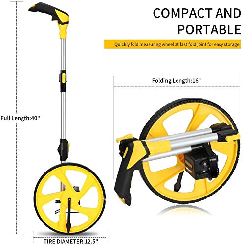 Zozen Metric Measuring Wheel in Meters, Foldable Meters Measure Wheel[Up to 9,999m], Meter Measurement Wheel with Backpack