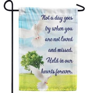 america forever garden flag - loved and missed, cemetery memorial religious bereavement garden flags 12x18 double sided, yard outdoor decorative flag