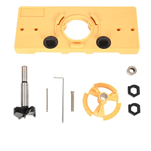 SPARIK ENJOY 35MM Concealed Hinge Jig, Hinge Drilling Tool Set，Suitable for Face Frame Cabinet Cupboard Door Hinges, DIY Tools for Cabinet Door Installation (Yellow)