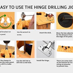 SPARIK ENJOY 35MM Concealed Hinge Jig, Hinge Drilling Tool Set，Suitable for Face Frame Cabinet Cupboard Door Hinges, DIY Tools for Cabinet Door Installation (Yellow)