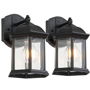 alaislyc 2 pack black outdoor light fixtures wall lantern for front porch wall lights wall mount exterior patio garage wall sconces 9.65" h