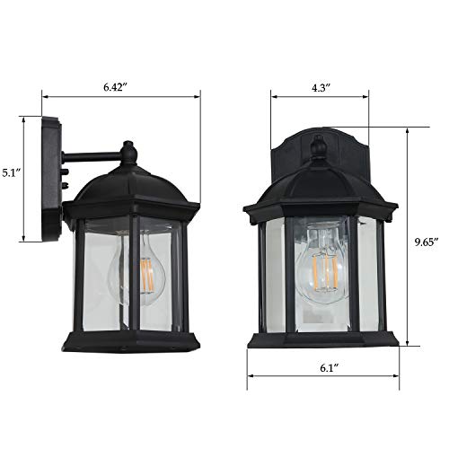 ALAISLYC 2 Pack Black Outdoor Light Fixtures Wall Lantern for Front Porch Wall Lights Wall Mount Exterior Patio Garage Wall Sconces 9.65" H